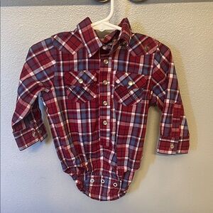 Wrangler Kids Red and Blue Plaid Button Down Shirt